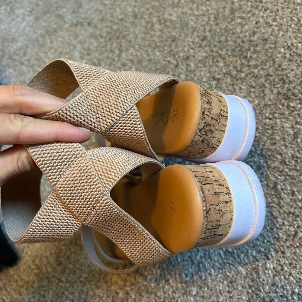 Open toe ankle strap casual platform espadrilles wedge sandals